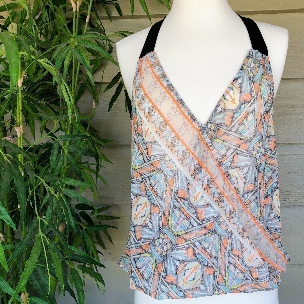 🎉ASTR Neon Geometric Racerback Tank Black Straps